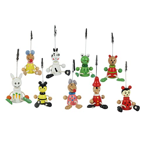 NOLITOY 9 Stück Teiliges Set Holz Fotohalter Klammern Cartoon Puppen Design Notizen und Fotos Halter für Tischdekoration Geeignet für Büro und Zuhause von NOLITOY