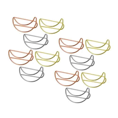 NOLITOY 90 Stück Mondförmige Büroklammern Metall Lesezeichen Clips Elegante Bürobedarf Clips in Gold Roségold und Silber Schonend für Papier Vielseitig für Dokumente Schule und von NOLITOY