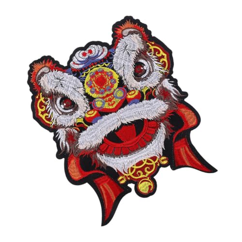 NOLITOY Bestickter Löwen Applikation Aufnäher zum Aufnähen Dekorativer Patch für Kleidung Taschen und Jeans Vielseitiger Flicken zur Reparatur und Verschönerung Chinesischer Stil von NOLITOY