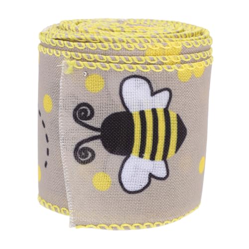 NOLITOY Bienenmuster Dekoband Breit Polyester Geschenkband für Basteln Geschenkverpackung Partydeko Festliches Geschenkbox Band von NOLITOY