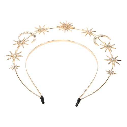 NOLITOY Braut Stirnband Goldene Haarschmuck mit Strass und Kristall Elegantes Doppel lagen Headpiece für Hochzeit Party und Tanzaufführung Feine Verarbeitung Einfach Anzulegen Modisches von NOLITOY
