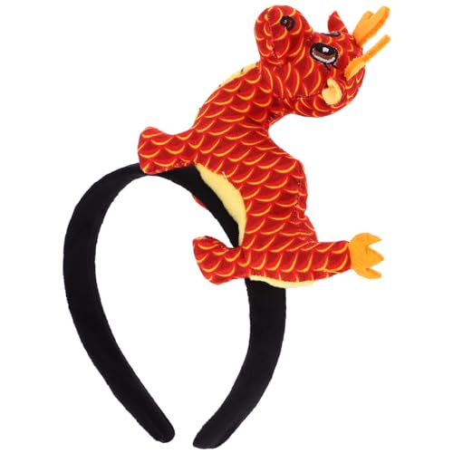 NOLITOY Chinesisches Drachen-Stirnband Plüsch-Drachen-Haarband Sternzeichen-Tier-Kopfschmuck Gesichtswasch-Haarband Drachen-Haar-Accessoires Für Geburtstagsfeier Rot von NOLITOY