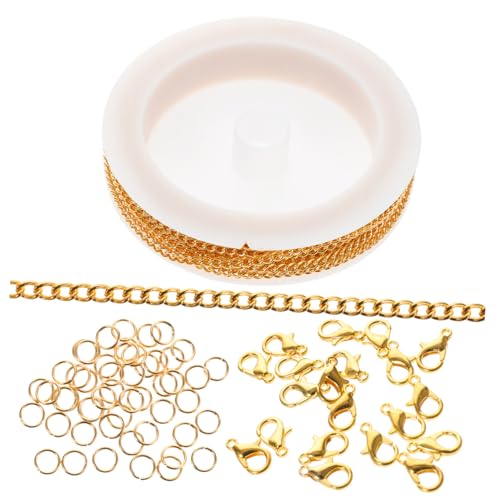 NOLITOY DIY Metallkette mit Karabinerverschlüssen und Sprungringen für Armband und Schmuckherstellung Vielseitiges Bastelzubehör Goldfarbe von NOLITOY