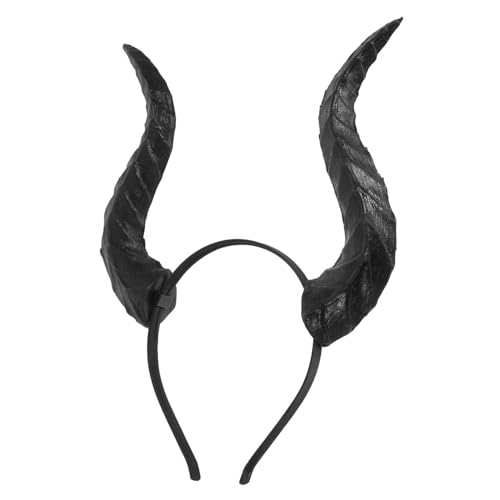 NOLITOY Detachable Teufelshörner Stirnband Elastisches Leichtes Ox Kostüm Haarreif für Frauen für Halloween Karneval Cosplay und Party-fotorequisiten Schwarz Flexible Passform von NOLITOY