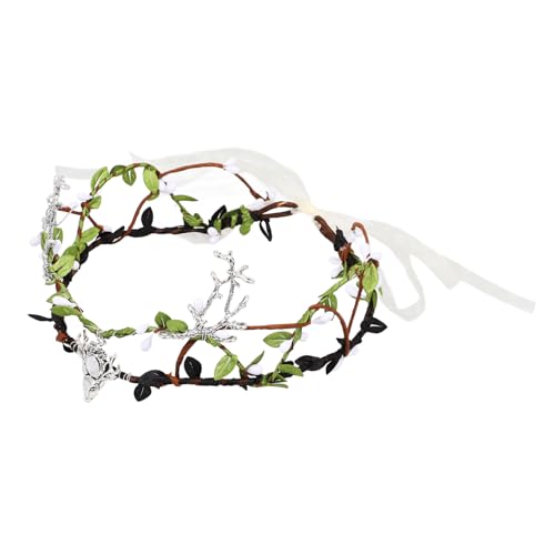 NOLITOY Elfenkranz Haarband Für Halloween Handgefertigtes Faltbares Rattan Blumenstirnband Vintage Elfenkrone Kopfschmuck Accessoire Für Festliche Anlässe Und Kostümpartys von NOLITOY