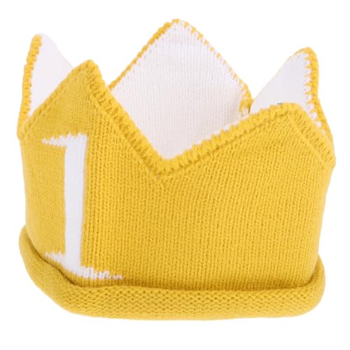 NOLITOY Gestrickte Jahr Geburtstagshut Gelb Offener Top Atmungsaktiv Weicher Garn Jungen Mädchen Fotohut NOLITOY Gestrickte Jahr Geburtstagshut Gelb Offener Top Atmungsaktiv Weicher Garn Jungen Mädchen Fotohut von NOLITOY
