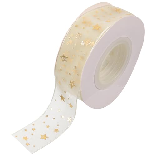 NOLITOY Goldfarbenes Sternen Dekoband aus Zartem Organza Geschenkband mit Sternmotiv Reißfestes Schleifenband für Geschenkverpackung Brautsträuße DIY Deko und Festliche Anlässe NOLITOY Goldfarbenes Sternen Dekoband aus Zartem Organza Geschenkband mit Sternmotiv Reißfestes Schleifenband für Geschenkverpackung Brautsträuße DIY Deko und Festliche Anlässe von NOLITOY