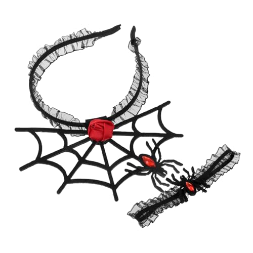 NOLITOY Halloween Party Haarband Set mit Spinnen Stirnband und Spitzen Choker Leicht und Bequem Wiederverwendbar für Cosplay Karneval und Festliche Verkleidung von NOLITOY