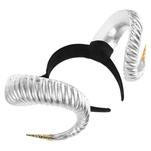 NOLITOY Halloween Ziegenhorn Haarreif mit Silber Goldenem Vielseitiges Teufelshorn Stirnband für Damen Perfektes Party und Cosplay Accessoire für Kostüm Bühnenauftritte und NOLITOY Halloween Ziegenhorn Haarreif mit Silber Goldenem Vielseitiges Teufelshorn Stirnband für Damen Perfektes Party und Cosplay Accessoire für Kostüm Bühnenauftritte und von NOLITOY