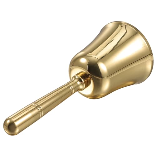 NOLITOY Handglocke aus Massivem Messing Mittelgroße Retro handklingel Leichte Serviceglocke für Restaurant Hotel Küche Bar und Empfang Vielseitige Tischglocke mit Traditionellem Design von NOLITOY
