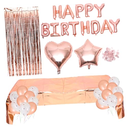 NOLITOY Happy Birthday Luftballons Set mit Aluminiumfolie Aufblasbare Buchstaben Roségoldene Tischdecke und Partydeko für Frauen Mädchen Leichte Geburtstagsdekoration für Wand Fenster NOLITOY Happy Birthday Luftballons Set mit Aluminiumfolie Aufblasbare Buchstaben Roségoldene Tischdecke und Partydeko für Frauen Mädchen Leichte Geburtstagsdekoration für Wand Fenster von NOLITOY
