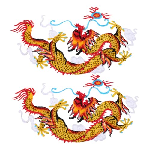 NOLITOY Iron Chinese Dragon Embroidery Patch Large Traditional Applique Decorative Patch für Cheongsam Jeans Einfach Anzubringen von NOLITOY