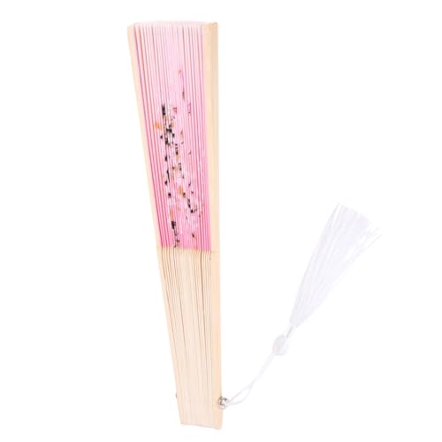 NOLITOY Japanischer Faltbarer Handfächer für Party und Tanz Handgefertigter Faltfächer mit Rosa Pflaumenmuster Leicht Tragbar für Performance Hochzeit Geburtstagsfeier und Heimdekoration von NOLITOY