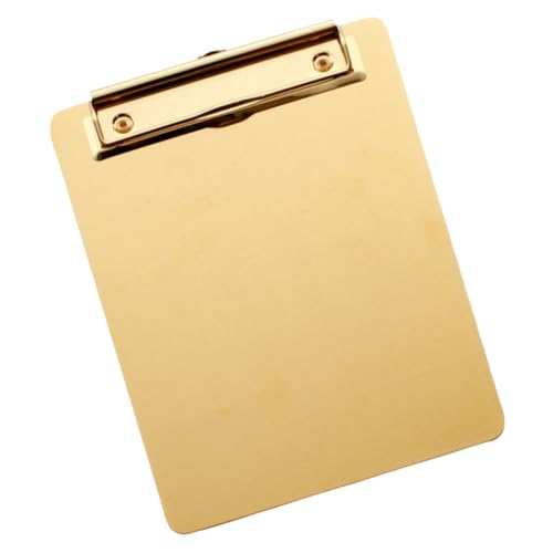 NOLITOY Klemmbrett aus Edelstahl Gold Langlebiger Paper Holder mit Glatter Oberfläche und Abgerundeten Ecken Tragbares Schreibtablet für Schule Büro Lehrer und Studenten von NOLITOY