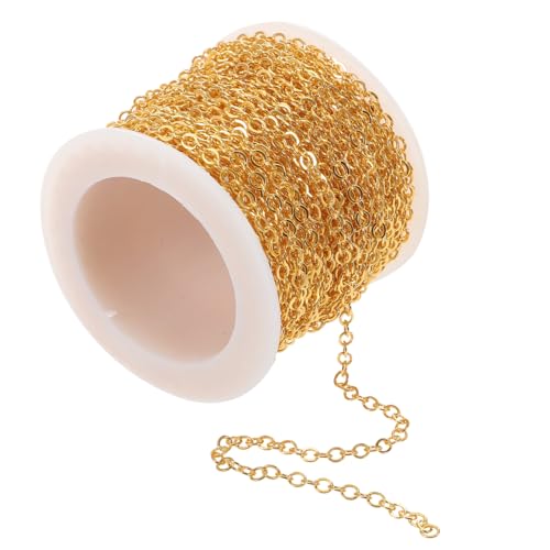NOLITOY Kupfer Kreuzkette DIY Schmuck Bastelmaterialien Stabile Glatte O und Flachkette für Armbänder Halsketten Handgefertigte Accessoires Goldfarbene Schmuckkette zum Selbermachen von NOLITOY