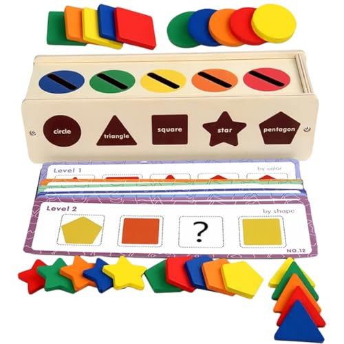 NOLITOY Montessori Holzspielzeug Formen Sortierbox für Kleinkinder Ab Jahr Motorikförderndes Lernspielzeug zur Feinmotorik Farberkennung Pädagogisches Hand koordination von NOLITOY