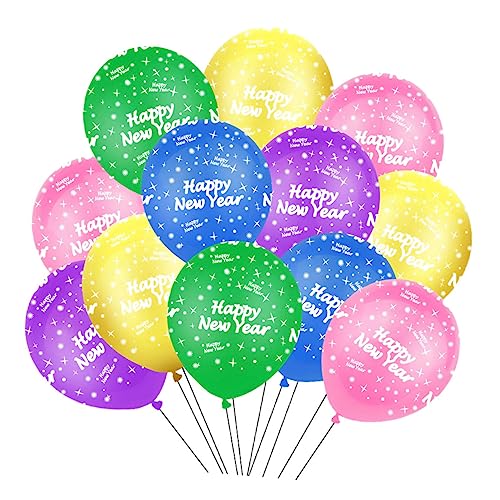 NOLITOY Partyzubehör 62st Frohes Neues Jahr Ballons Latexballons Drucken Emulsion Partybedarf Dekor von NOLITOY