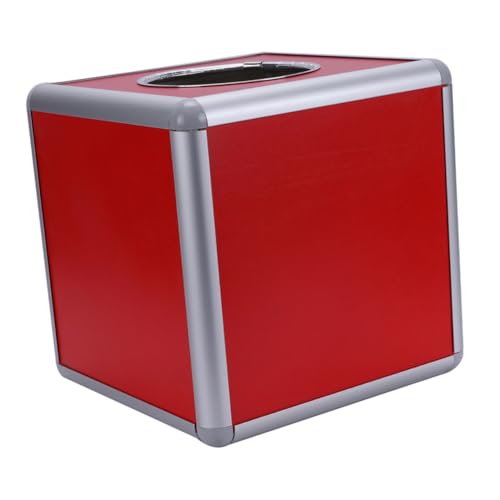 NOLITOY Rote Aluminium Losbox Mittlere Undurchsichtiger Ticket und Ball Behälter für Spendenbox Geburtstagsparty Zubehör Multifunktionale Raffle Box für Büro und Farbe von NOLITOY