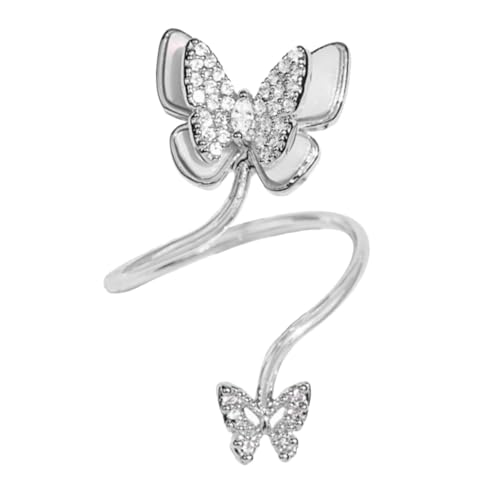 NOLITOY Schmuck Damen Offener Ring Silberfarbig mit Perlen und Zirkonia Nageldekoration Finger Schmuck für Frauen Design Elegant und Attraktiv NOLITOY Schmuck Damen Offener Ring Silberfarbig mit Perlen und Zirkonia Nageldekoration Finger Schmuck für Frauen Design Elegant und Attraktiv von NOLITOY