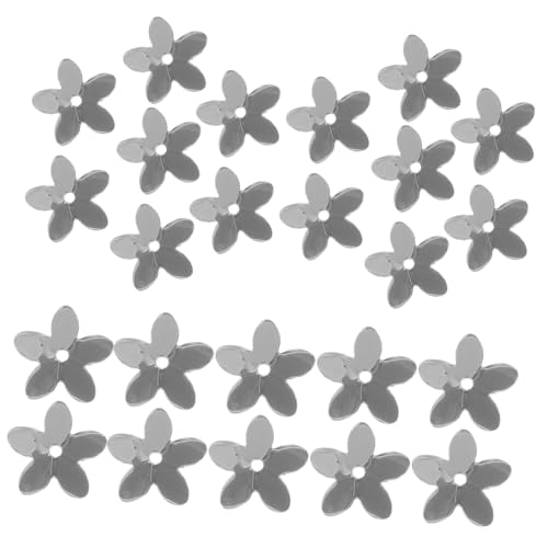 NOLITOY Silberne Blumen Pailletten PVC Fünfblättrige DIY Schmuck Accessoires Zum Aufnähen Basteln Kleidung Dekorieren Reparieren Flecken Abdecken von NOLITOY