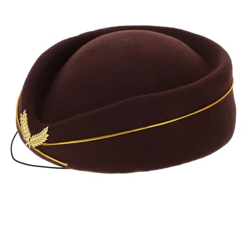 NOLITOY Stewardess Mütze Damen Uniform Hut Cosplay Accessoire Elegant Ergonomisch Passend Strapazierfähig Bühnenkostüm Braun von NOLITOY