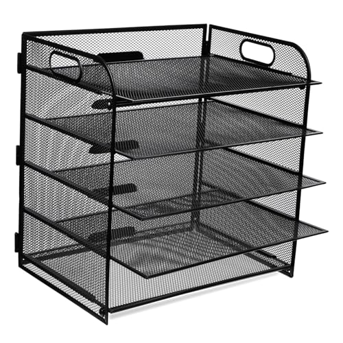NOLITOY Stufiger Metallgeflecht Briefablage Organizer mit Griff Langlebiger Papierhalter für Schreibtisch Multifunktionaler Bürobedarf zur Dokumenten Aktenorganisation für Zuhause und von NOLITOY