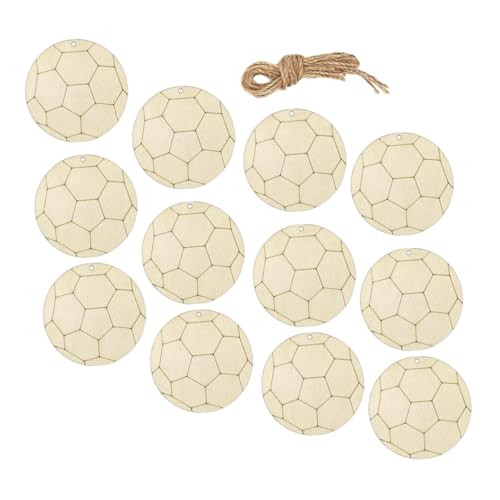 NOLITOY Teiliges Holz Fußball Anhänger zum Bemalen DIY Craft Cutouts Blanko Holzscheiben für Sportparty Dekoration Bastelset mit Glatter Oberfläche für Kreative Handwerksprojekte von NOLITOY