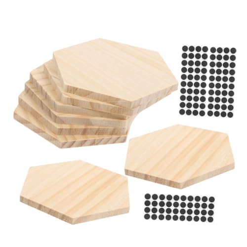 NOLITOY Teiliges Sechseckiger Holzuntersetzer mit Rutschfesten Eva Pads Naturbelassen Blanko Oberfläche für Diy Malerei Leichte Holzuntersetzer für Tischschutz und Kreative von NOLITOY