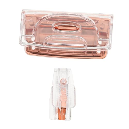 NOLITOY Transparenter Roségold Papierlocher und Heavy Duty Klammerentferner Bürobedarf Präzise Lochung Stabiles Material Stilvolles Design für Schreibtisch und Dokumente von NOLITOY