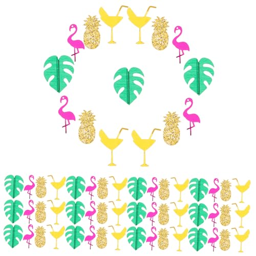 NOLITOY Tropisches Sommerparty konfetti mit Hawaii motiven Wie Ananas Flamingo und Palmblättern Buntes Streudeko für Geburtstagsfeiern Kinderpartys und Mitgebsel tüten Sicher und von NOLITOY
