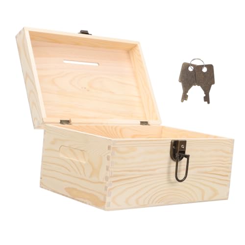 NOLITOY Verschließbare Holz Spendenbox mit Schloss Robuste Wahlurne als Vorschlags und Briefkasten Vielseitige Kummer und Sammelbox für Spenden Abstimmungen und Gewinnspiele von NOLITOY