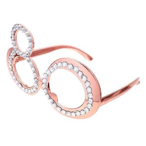 NOLITOY geburtstagsfeier brille retro Fotoautomat Foto-Requisite zum Geburtstag 70 faschingsbrille karnevalsbrille Partygeschenke für Feiern Gläser zur Geburtstagsdekoration Stk Rose Gold von NOLITOY