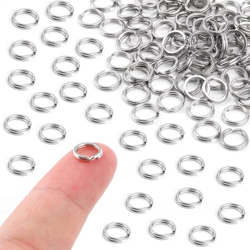75 Stück 8 mm Edelstahl-Spaltringe, Schlüsselanhängerringe und Biegeringe für Schmuckherstellung, Autoschlüssel und Bastelprojekte, Schlüsselanhängerschlaufe und Edelstahl-Binderinge von NONEOYNO