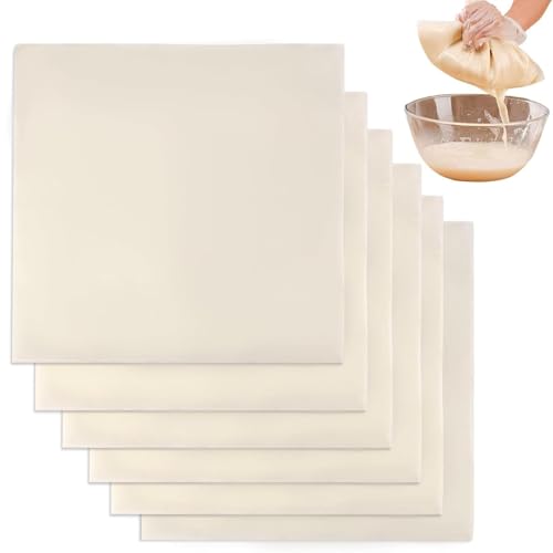 NONEOYNO Mulltuch KüChe 6 StüCk, Passiertuch, KäSetuch, Passiertuch, Wiederverwendbar, FüR Selbstgemachten KäSe, Nussmilch, Beeren, Fruchtsaft Und GemüSesaft (50 X 50 cm) von NONEOYNO