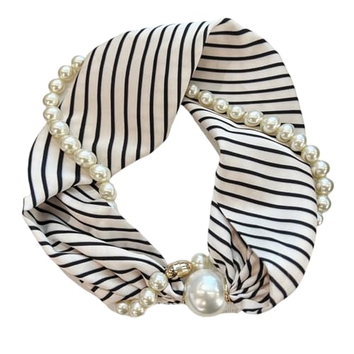 Magnetverschluss Perlenkette Halskette Floral Satin Schal Elegant Seide Skinny Schmales Halstuch für modische Frauen Magnetverschluss Perlenkette Halskette Floral Satin Schal Elegant Seide Skinny Schmales Halstuch für modische Frauen von NONGYU
