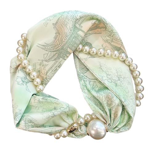 Magnetverschluss Perlenkette Halskette Floral Satin Schal Elegant Seide Skinny Schmales Halstuch für modische Frauen Magnetverschluss Perlenkette Halskette Floral Satin Schal Elegant Seide Skinny Schmales Halstuch für modische Frauen von NONGYU