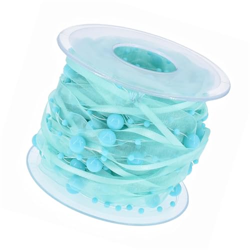 NONGYU Modisches weißes Satinband mit stilvollen Perlen für Party-Dekoration und Geschenkverpackung, 10 m Rolle, 10 mm breit von NONGYU