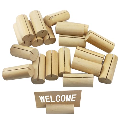 Tischkartenhalter aus Holz, Tischnummernhalter, Fotohalter für Hochzeit, Party, Dekoration, 10 Stück Memokarten, Notizhalter, 20 Stück von NONGYU