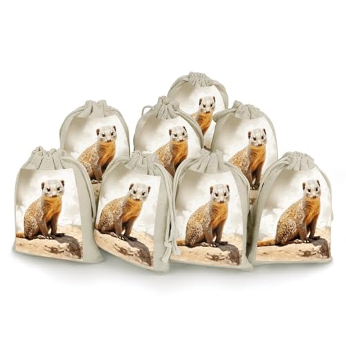 NONHAI 8 Stück Baumwollbeutel mit Kordelzug, wilde Erdmännchen, kleine Aufbewahrungstasche, wiederverwendbare Musselin-Tasche für Zuhause, Party, Hochzeit, Zubehör, Weihnachtsgeschenktasche NONHAI 8 Stück Baumwollbeutel mit Kordelzug, wilde Erdmännchen, kleine Aufbewahrungstasche, wiederverwendbare Musselin-Tasche für Zuhause, Party, Hochzeit, Zubehör, Weihnachtsgeschenktasche von NONHAI