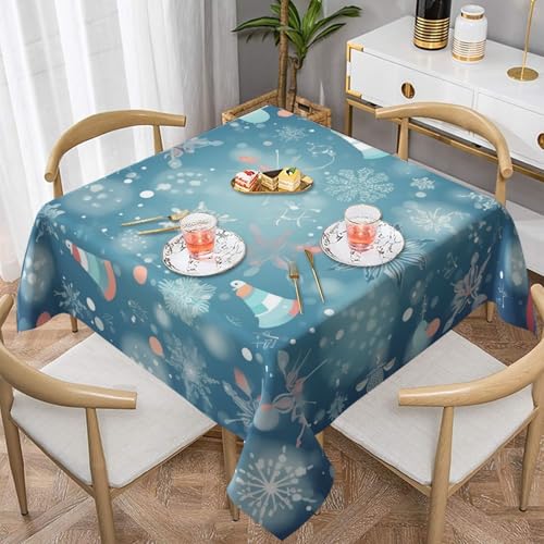 NONHAI Quadratische Tischdecke für Esstisch, 137,2 x 137,2 cm, Stoff-Tischdecke, Winterparty, wasserabweisend, Tischdecke für Küche, Bauernhaus, dekorative Tische, Stoffbezug von NONHAI