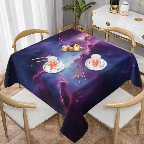 NONHAI Quadratische Tischdecke für Esstisch, 152,4 x 152,4 cm, Stofftischdecke, Motiv: Galaxie, wasserabweisend, Tischdecke für Küche, Bauernhaus, dekorative Tische, Stoffbezug von NONHAI