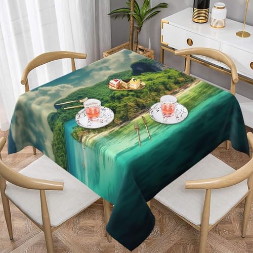 NONHAI Quadratische Tischdecke für Esstisch, 152,4 x 152,4 cm, Stofftischdecke, tropische Insel, wasserabweisend, Tischdecke für Küche, Bauernhaus, dekorative Tische von NONHAI