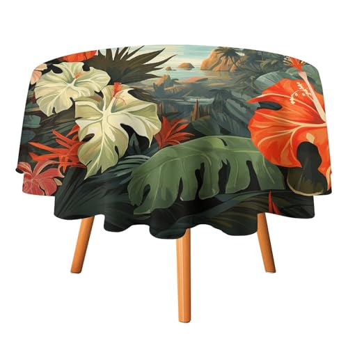 NONHAI Runde Sommer-Tischdecke für Esstisch, waschbar, dekorativer Stoff, wasserabweisend, Tischdecke für Urlaub, Zuhause, Hochzeit, Buffet, Party, Camping, 127 x 127 cm von NONHAI