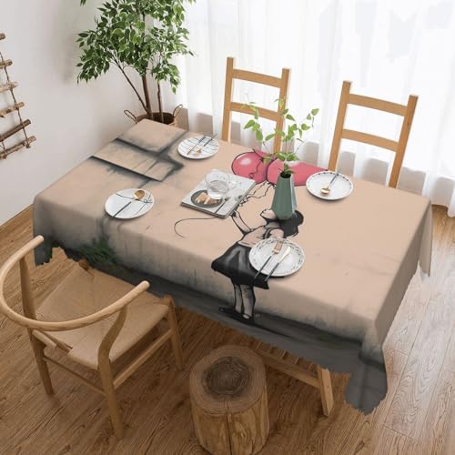 NONHAI Tischdecke für rechteckige Tische, Always Girl mit Luftballons, knitterfrei, Tischdecke für Küche, 137,2 x 182,9 cm, Tischdecke für Esszimmer, Bauernhaus, Dekoration, Tischdecke NONHAI Tischdecke für rechteckige Tische, Always Girl mit Luftballons, knitterfrei, Tischdecke für Küche, 137,2 x 182,9 cm, Tischdecke für Esszimmer, Bauernhaus, Dekoration, Tischdecke von NONHAI