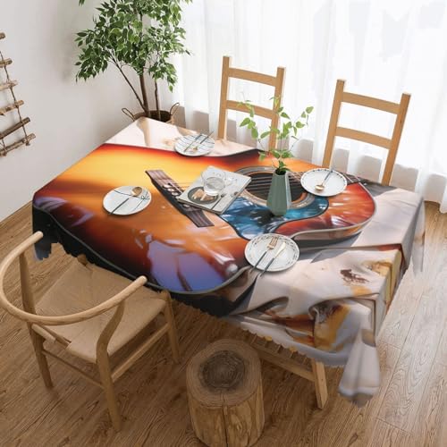 NONHAI Tischdecke für rechteckige Tische, Aquarell-Tischdecken für Akustikgitarre, knitterfrei, Tischdecke für Küche, 137,2 x 182,9 cm, Tischdecke für Esszimmer, Bauernhaus, Dekoration, Tischdecke NONHAI Tischdecke für rechteckige Tische, Aquarell-Tischdecken für Akustikgitarre, knitterfrei, Tischdecke für Küche, 137,2 x 182,9 cm, Tischdecke für Esszimmer, Bauernhaus, Dekoration, Tischdecke von NONHAI