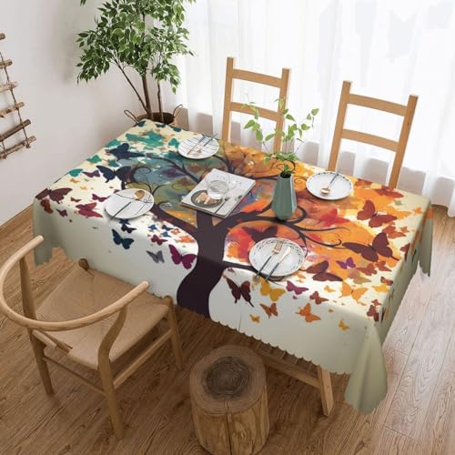NONHAI Tischdecke für rechteckige Tische, Baum mit Schmetterlingen, knitterfrei, Tischdecke für Küche, 137,2 x 182,9 cm, Tischdecke für Esszimmer, Bauernhaus, Dekoration, Tischdecke NONHAI Tischdecke für rechteckige Tische, Baum mit Schmetterlingen, knitterfrei, Tischdecke für Küche, 137,2 x 182,9 cm, Tischdecke für Esszimmer, Bauernhaus, Dekoration, Tischdecke von NONHAI