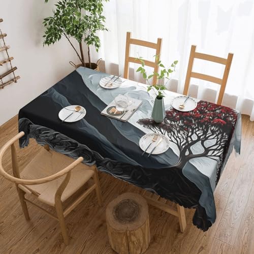 NONHAI Tischdecke für rechteckige Tische, Baum- und Vulkantischdecken, knitterfrei, Tischdecke für Küche, 137,2 x 182,9 cm, Tischdecke für Esszimmer, Bauernhaus, Dekoration, Tischdecke NONHAI Tischdecke für rechteckige Tische, Baum- und Vulkantischdecken, knitterfrei, Tischdecke für Küche, 137,2 x 182,9 cm, Tischdecke für Esszimmer, Bauernhaus, Dekoration, Tischdecke von NONHAI