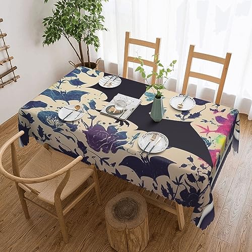NONHAI Tischdecke für rechteckige Tische, Fledermausdruck, knitterfrei, Tischdecke für Küche, 137,2 x 182,9 cm, Tischdecke für Esszimmer, Bauernhaus, Dekoration, Tischdecke NONHAI Tischdecke für rechteckige Tische, Fledermausdruck, knitterfrei, Tischdecke für Küche, 137,2 x 182,9 cm, Tischdecke für Esszimmer, Bauernhaus, Dekoration, Tischdecke von NONHAI