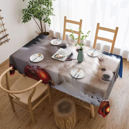 NONHAI Tischdecke für rechteckige Tische, Frohe Weihnachten, weißer Schneehund, knitterfrei, Tischdecke für Küche, 137,2 x 182,9 cm, Tischdecke für Esszimmer, Bauernhaus, Dekoration, Tischdecke NONHAI Tischdecke für rechteckige Tische, Frohe Weihnachten, weißer Schneehund, knitterfrei, Tischdecke für Küche, 137,2 x 182,9 cm, Tischdecke für Esszimmer, Bauernhaus, Dekoration, Tischdecke von NONHAI