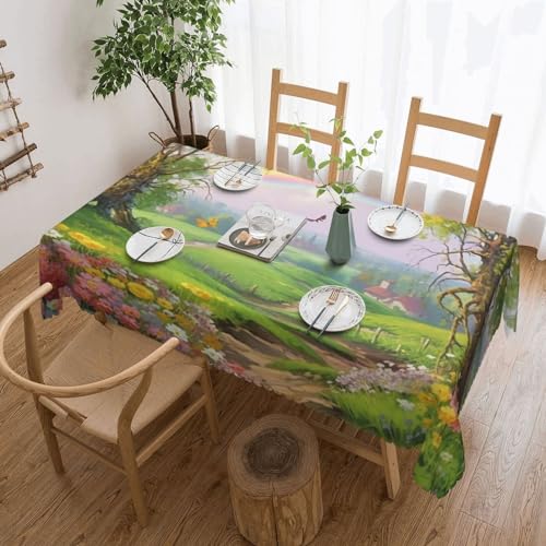 NONHAI Tischdecke für rechteckige Tische, Frühlingslandschaft, knitterfrei, Tischdecke für Küche, 137,2 x 182,9 cm, Tischdecke für Esszimmer, Bauernhaus, Dekoration, Tischdecke NONHAI Tischdecke für rechteckige Tische, Frühlingslandschaft, knitterfrei, Tischdecke für Küche, 137,2 x 182,9 cm, Tischdecke für Esszimmer, Bauernhaus, Dekoration, Tischdecke von NONHAI